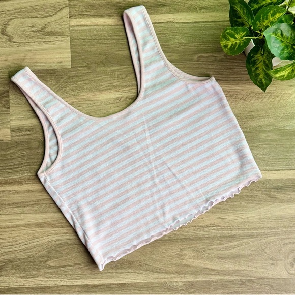 Stoney Clover Lane x Target Pink Striped Ribbed Cropped Tank Top Size L - Picture 9 of 9